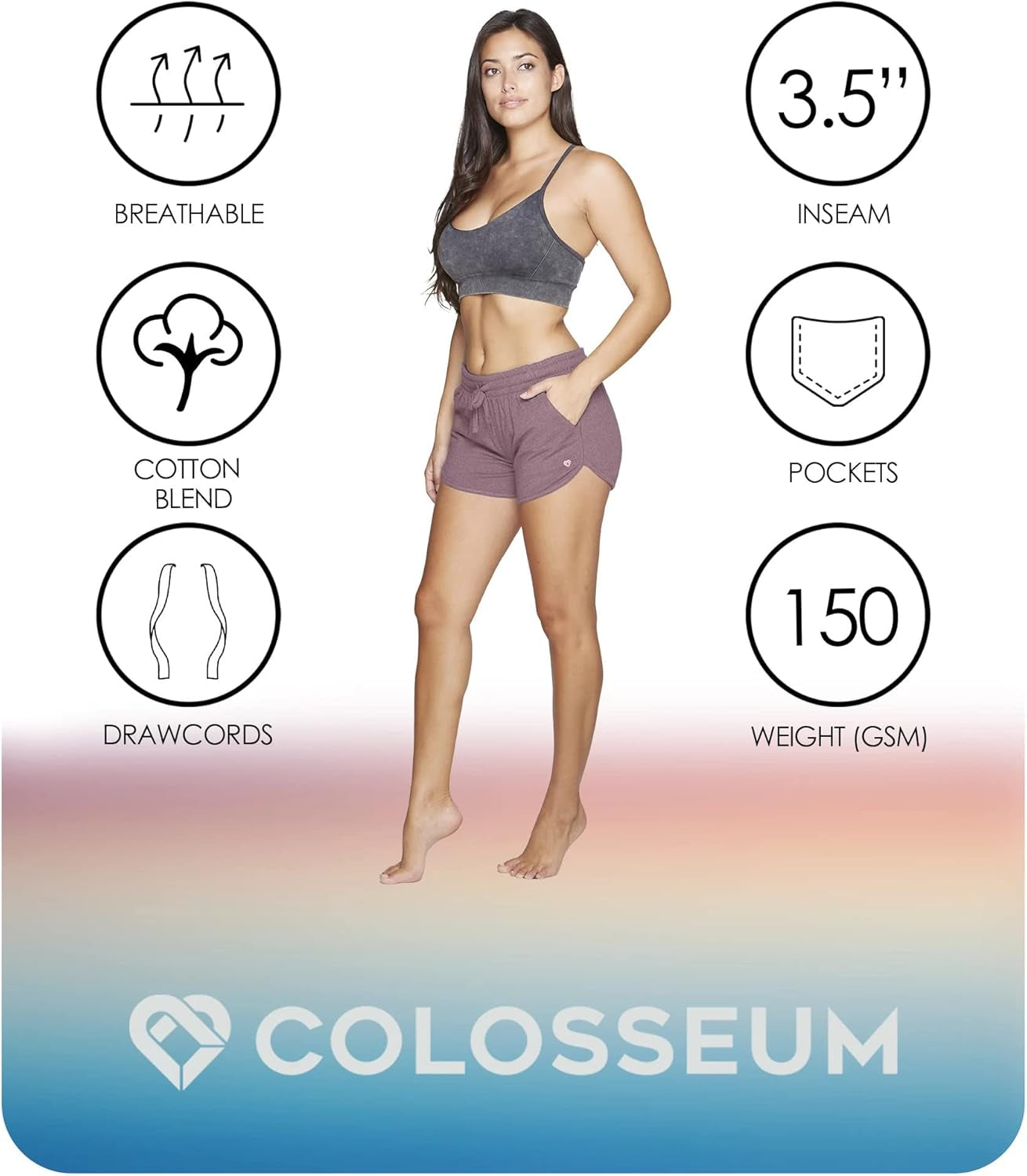 Active Women'S Simone Cotton Blend Yoga and Running Short